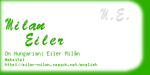 milan eiler business card
